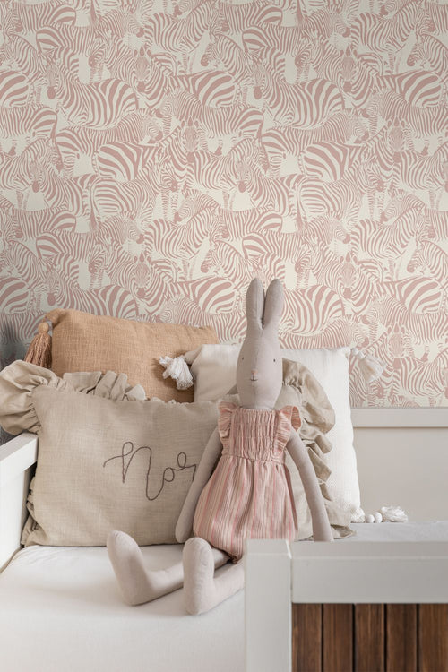 ESTAhome behang zebra's roze - 50 x 900 cm - 132216
