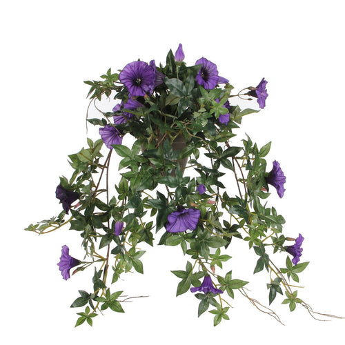 Mica Decorations Petunia Kunst Hangplant in Bloempot Stan - L25 x B45 x H50 cm - Donkerpaars