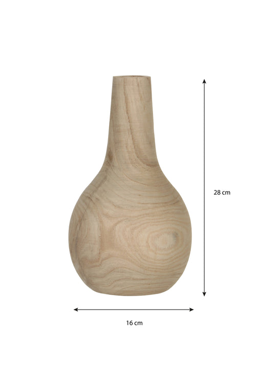 Mica Decorations Pia Vaas - H28 x Ø16 cm - Paulownia Hout - Lichtbruin