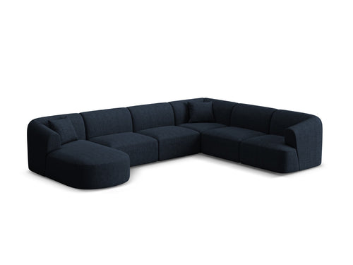 Cosmopolitan Design Modulaire panoramische hoekbank rechts Campi 7-zits, structurele stof koningsblauw - 255x330x70cm