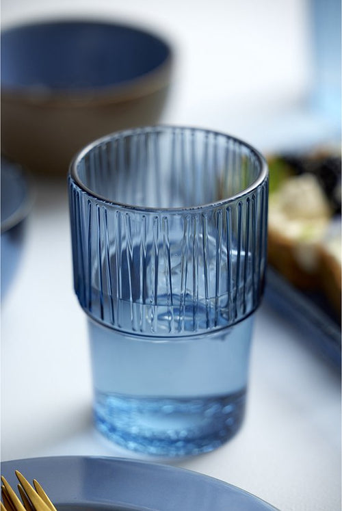 Bitz Waterglas Kusintha 280 ml - kleur Blauw - set van 4 stuks - stapelbaar - vtwonen shop