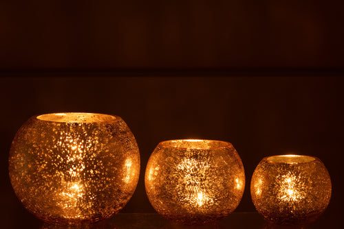 J-Line windlicht Bol Parel Effect - glas - goud - large