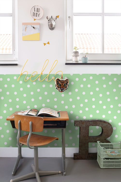 ESTAhome behang stippen groen - 50 x 900 cm - 131797