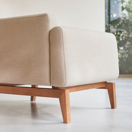 Tikamoon Fauteuil van massief eiken en ecru stof - Beige