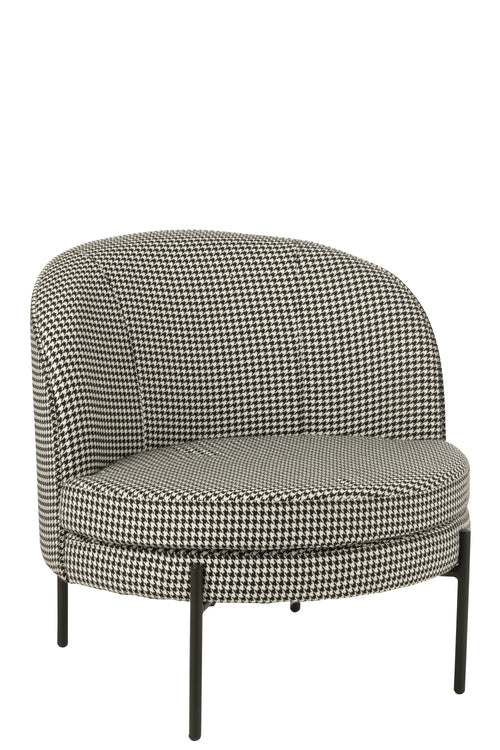 J-Line zetel Pied-De-Poule - ijzer - zwart/wit