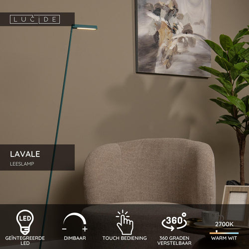 Lucide leeslamp LAVALE - Geïntegreerde LED - Turkoois