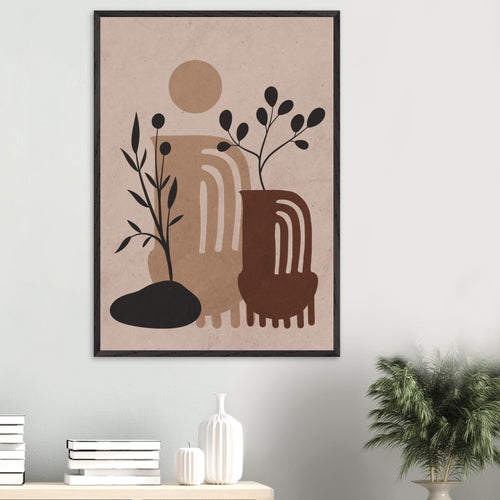 Artfulprints Poster met Lijst Boho – Clay forms   - A4 21x29.7 cm - Bruin