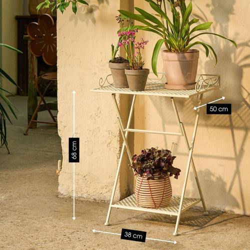 Mica Decorations Marseille Tuintafel - Plantenrek 50 x 38 x 68 cm - Tuintafeltje Bijzettafeltje - Tuintafeltje Weerbestendig IJzer - Tafeltje voor