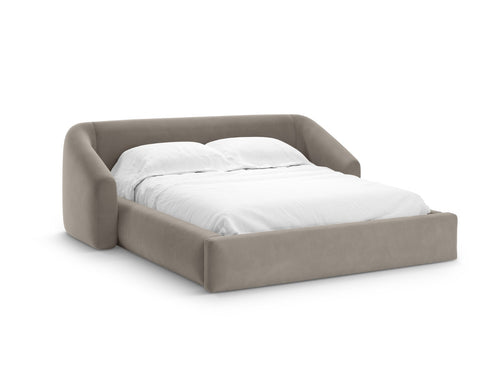 Cosmopolitan Design Opbergbed met hoofdeinde Campi 200x200cm flueel cappuccino - 230x268x80cm