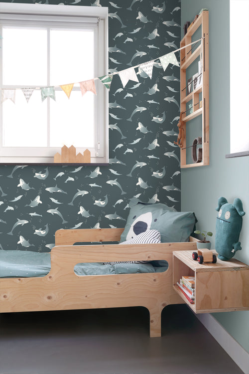 ESTAhome behang walvissen donkerblauw - 50 x 900 cm - 131566 - vtwonen shop