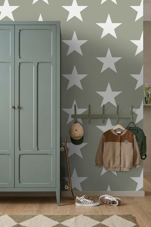 ESTAhome behang sterren legergroen - 53 cm x 10.05 m - 138949