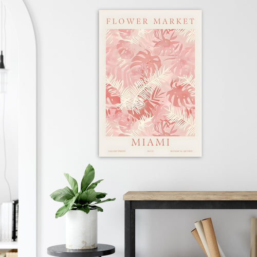 Artfulprints Poster Flower market - Miami   - A4 21x29.7 cm - Roze