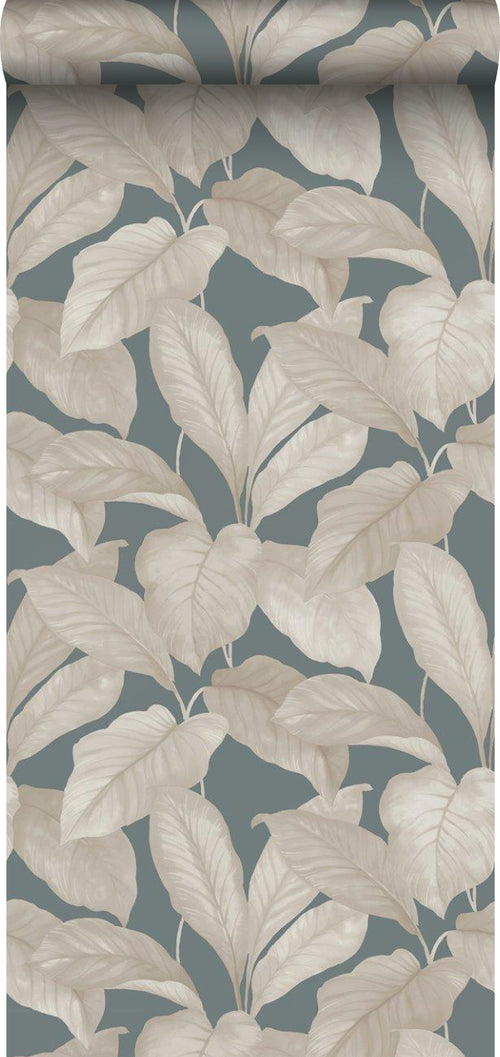 Borastapeter behang bladeren vergrijsd blauw - 53 cm x 10.05 m - 660532 - vtwonen shop