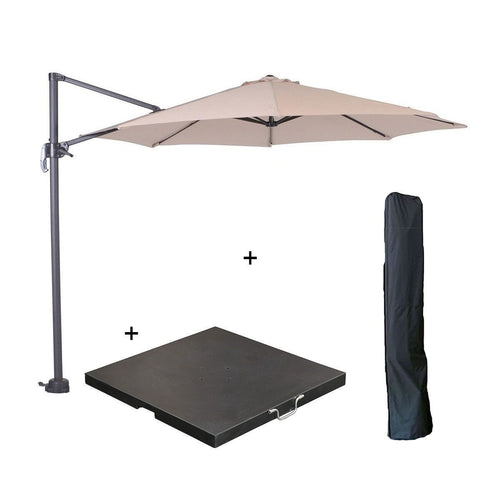 Garden Impressions zweefparasol Hawaii S ecru Ø300 cm incl 80 kg voet en hoes - vtwonen shop