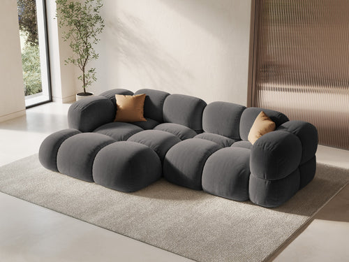 Cosmopolitan Design linker hoekbank Loretto 3-zits, flueel grijs - 147x250x68cm