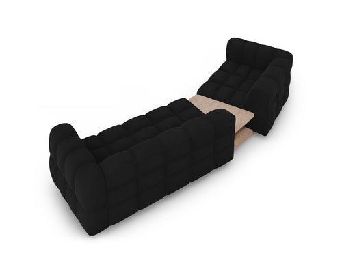 Cosmopolitan Design linker modulaire bank Sky 3-zits, flueel, zwart - 148x353x70cm