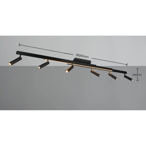 Trio Leuchten plafondlamp Zeno - 6 lichts -  180  x 8.5   cm - zwart