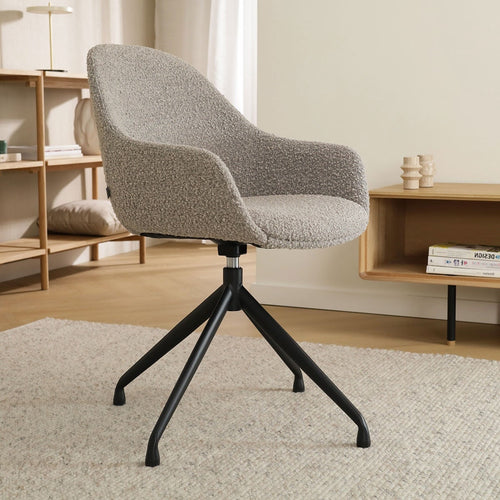 Nolon Nola-Mae Draaibare Eetkamerstoelen Bouclé Taupe - Zwart - 2x - vtwonen shop