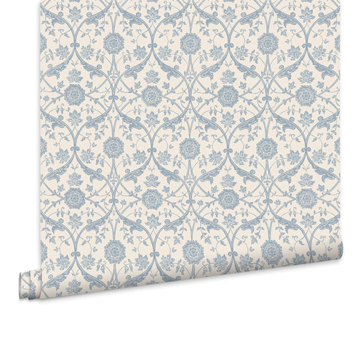 Laura Ashley Vliesbehang - Endale Trellis Newport Blue