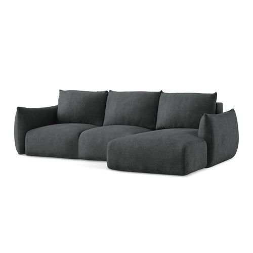 LaMiaSofa hoekbank rechts Savona - chenille stof - donkergrijs - 242x162x90