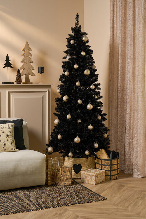 Mica Decorations Kerstboomrok met Hart - L50 x B50 x H26 cm - Maïsblad - Crème, Zwart