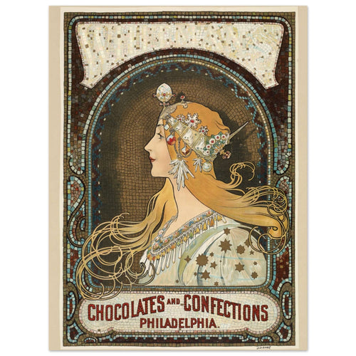 Artfulprints  Alphonse Mucha - Chocolates and confections Philadelphia   poster 30x40 cm - vtwonen shop