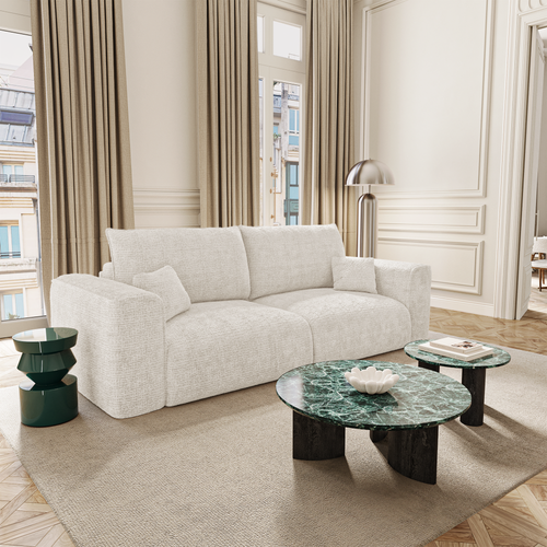 Premium Interiors - Snel uitklapbare slaapbank COMO - zacht aanvoelende geweven stof crème 216cm