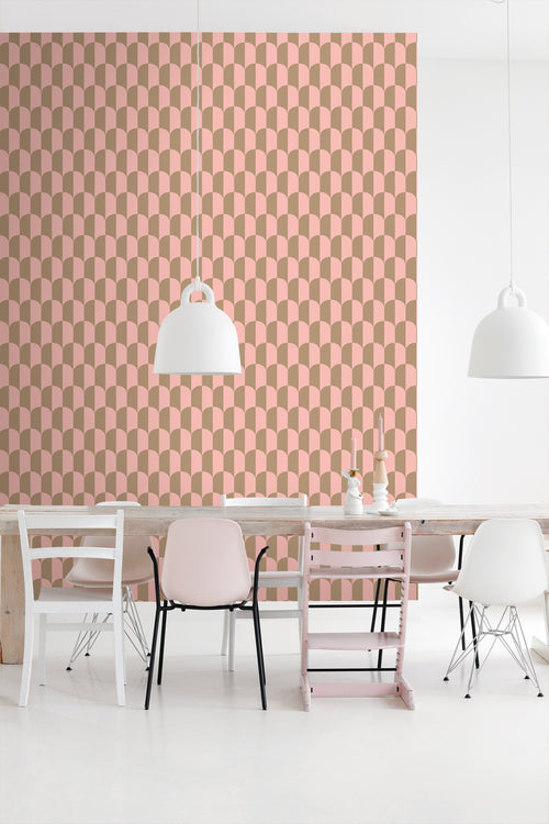 ESTAhome behang art deco bogen roze en beige bruin - 50 x 900 cm - 139984 - vtwonen shop