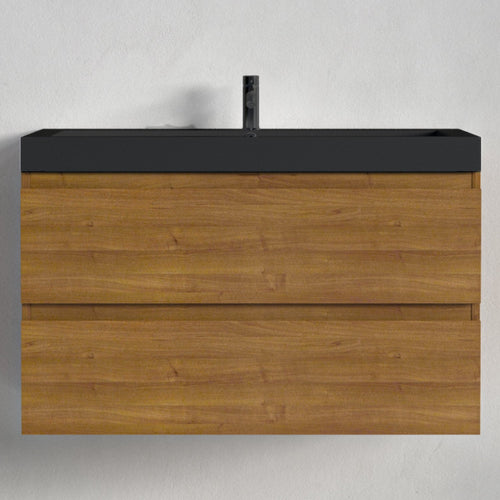LOMAZOO badkamermeubel Monaco - zwevend - zwart - warm eiken - 80 cm