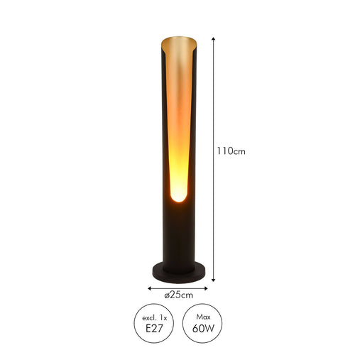 Atmooz vloerlamp Nori - zwart - Ø 25 x H 110 cm - E27