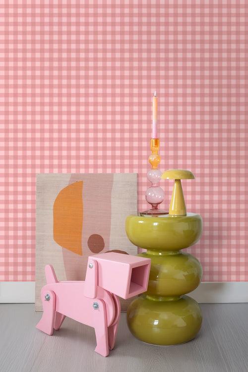 ESTAhome behang geblokt motief roze - 50 x 900 cm - 131297 - vtwonen shop