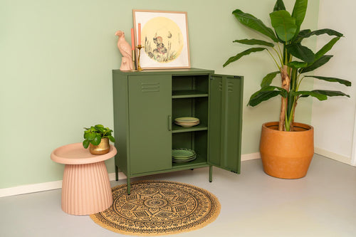 MaximaVida metalen lockerkast Finn 80 x 40 x 102 cm olijfgroen - 2 schappen