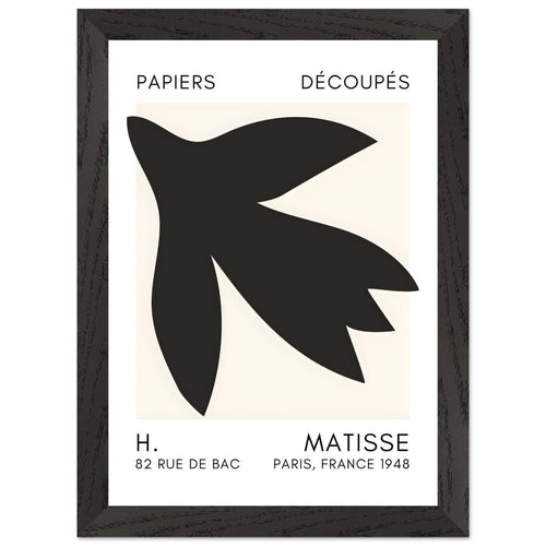 Artfulprints Poster met Lijst Matisse – Shapes in the air black   - A4 21x29.7 cm - Zwart