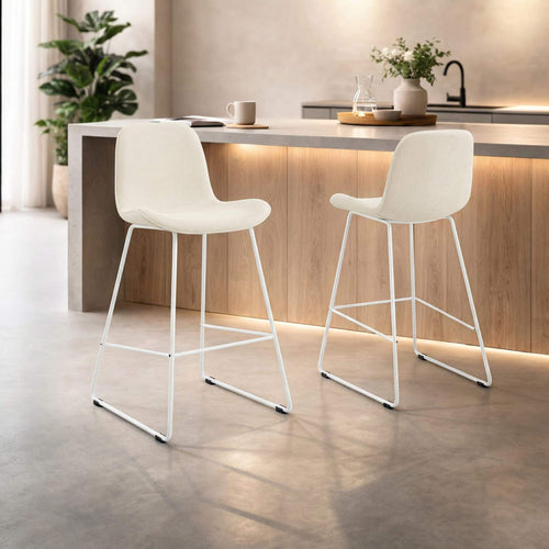 Nolon Nino-Fé Barkruk Rib Beige - Wit Onderstel - 65 Cm