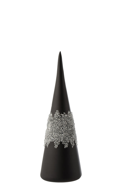 J-Line decoratie Kegel Diamanten Lijn - glas - zwart - small