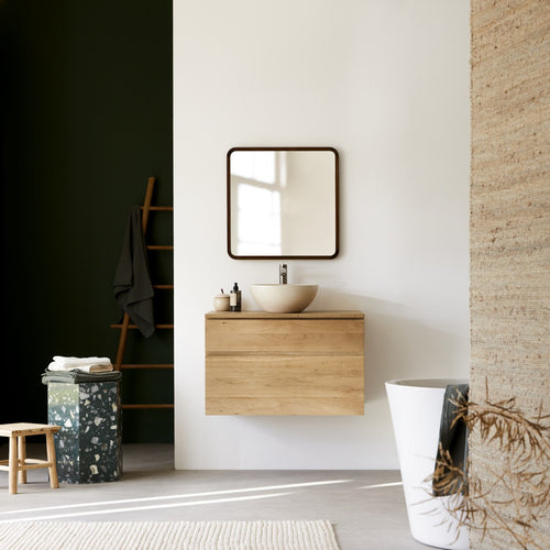 Tikamoon Massief eikenhouten wastafelmeubel 80 cm - Naturel