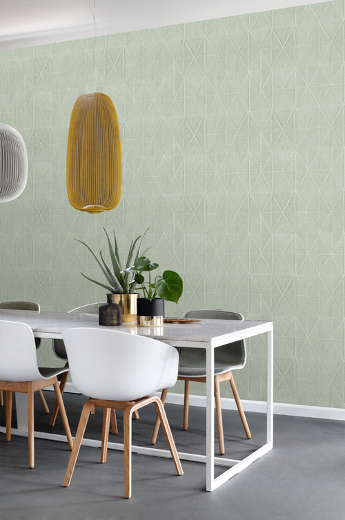 ESTAhome eco-texture vliesbehang origami motief celadon groen - 0,53 x 10,05 m - 148713 - vtwonen shop