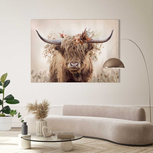 Reinders schilderij Hooglander met bloemen - 100x140cm