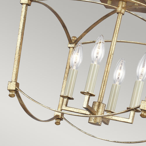 Elstead Feiss Thayer Semi Flush Plafondlamp Antiek Goud