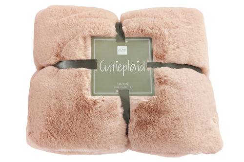 J-Line plaid Cutie - fleece deken – polyester – poederroze - 180 x 130 cm