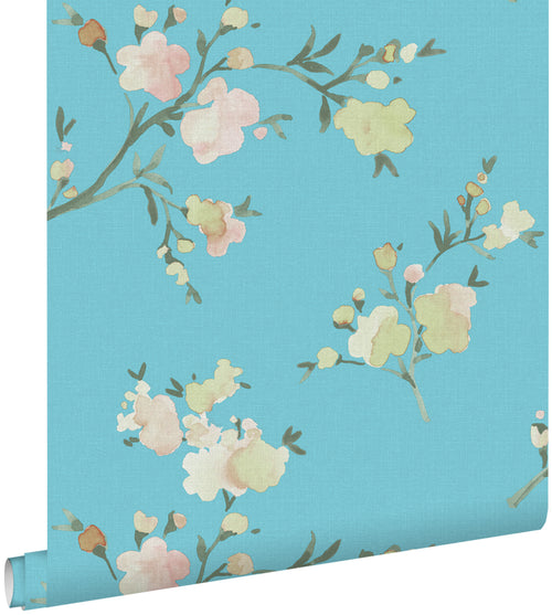 ESTAhome eco-texture vliesbehang kersenbloesems Van-Gogh-blauw - 0,53 x 10,05 m - 148753 - vtwonen shop