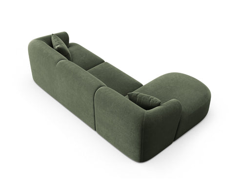Cosmopolitan Design Modulaire hoekbank links Campi 4-zits, flueel groente - 156x256x70cm