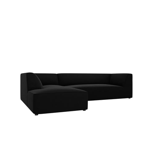 Cosmopolitan Design - Modulaire hoekbank links Siena 4-zits, flueel zwart - 180x273x69cm