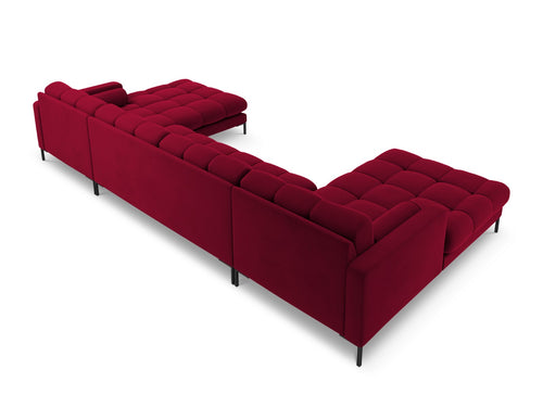 Cosmopolitan Design Panoramische bank Bali 7-zits, flueel, rood - 185x383x75cm