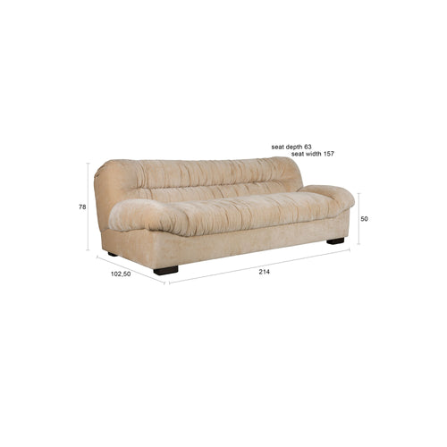 Dutchbone Douglas 3-zitsbank Velours Beige - vtwonen shop