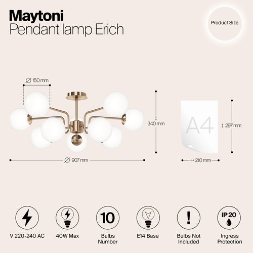 Maytoni - Hanglamp Erich - Messing - Ø90,7