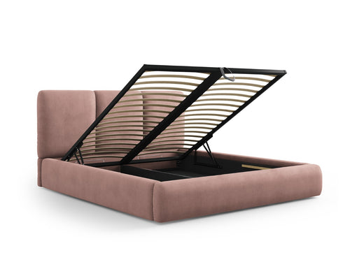 Cosmopolitan Design Opbergbed met hoofdeinde Nicolas 160x200cm, chenille, roze - 220x180x100cm