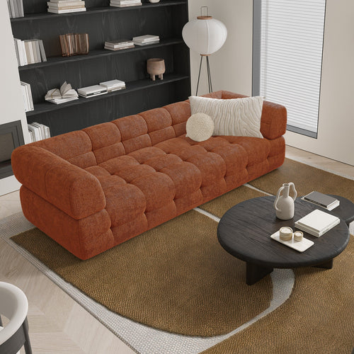 Sia Home - Rechte bank CHARLIE - Chenille fluweel - Terracotta - 230cm - vtwonen shop