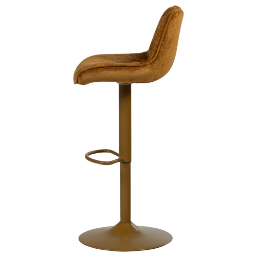 WOOOD barstoel in hoogte verstelbaar Marten - Chenille - Karamelbruin - 110x45x50
