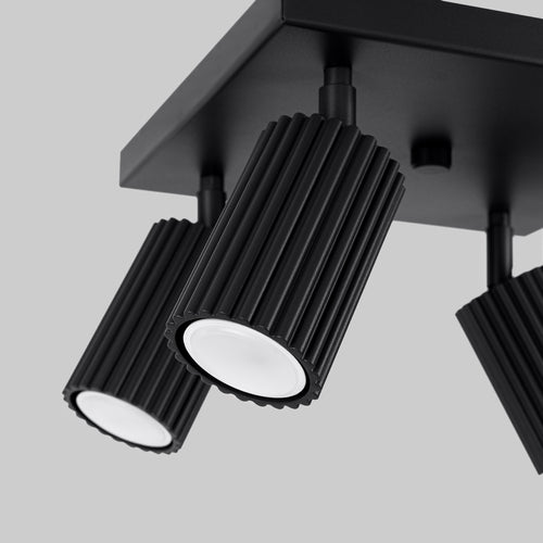 Sollux Lighting Plafondlamp KARBON 4 zwart - 25x25x16,5cm